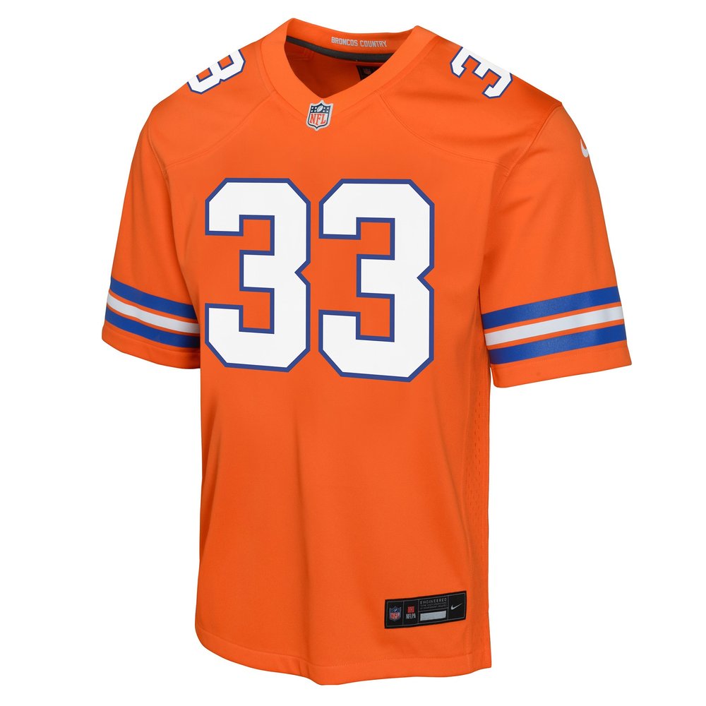 Youth Denver Broncos Javonte Williams Orange Mile High Collection 1977 Throwback Game Jersey Youth Denver Broncos Javonte Williams Orange Mile High Collection 1977 Throwback Game Jersey