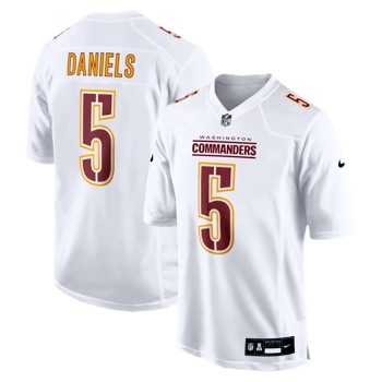 Men's Washington Commanders #5 Jayden Daniels White Fashion Football Stitched Game Jersey Men's Washington Commanders #5 Jayden Daniels White Fashion Football Stitched Game Jersey