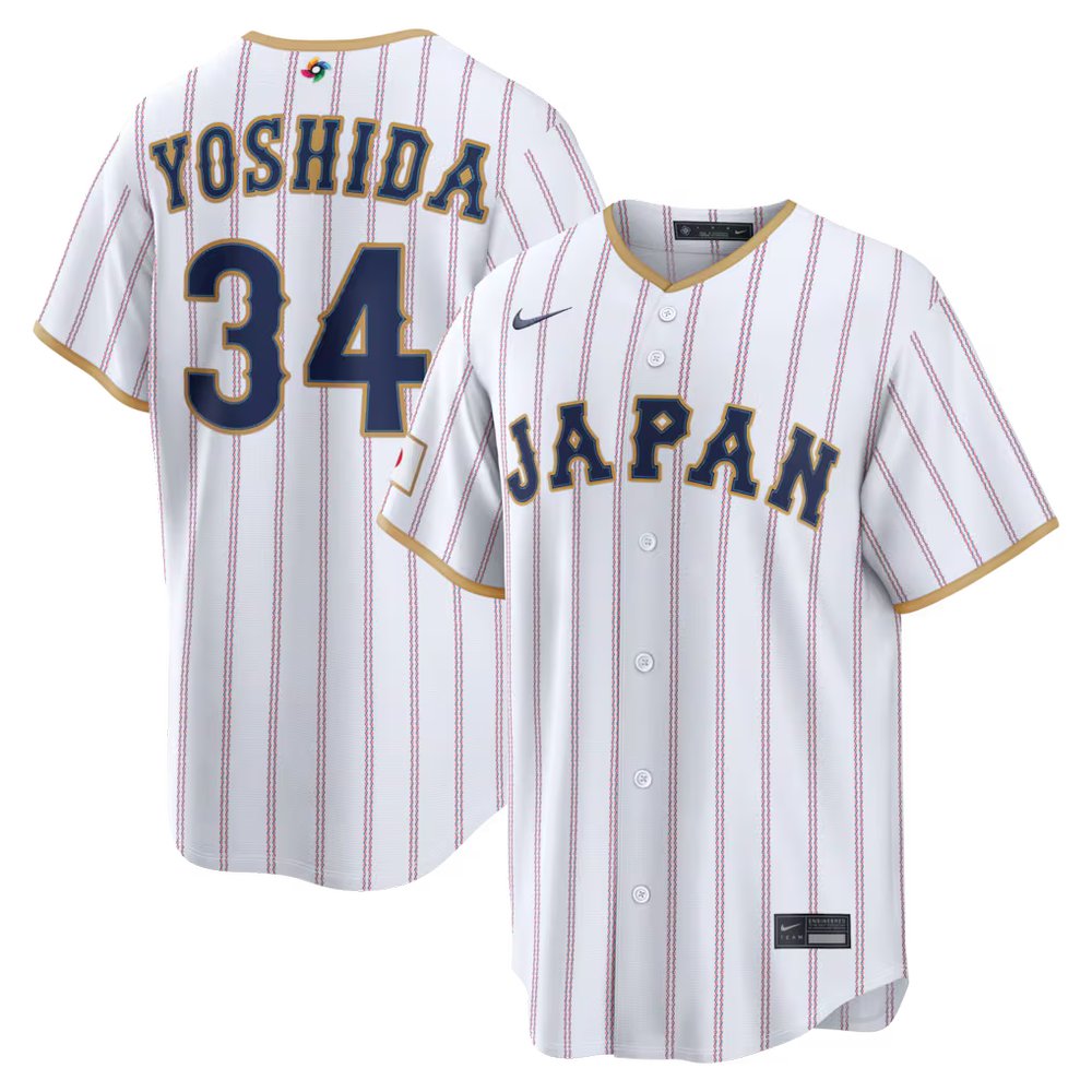 Men's Japan Baseball #34 Masataka Yoshida White 2026 World Baseball Classic Home Stadium Jersey