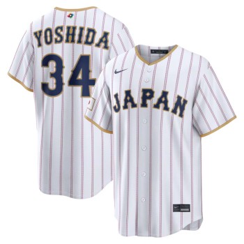 Youth Japan Baseball #34 Masataka Yoshida White 2026 World Baseball Classic Home Stadium Jersey