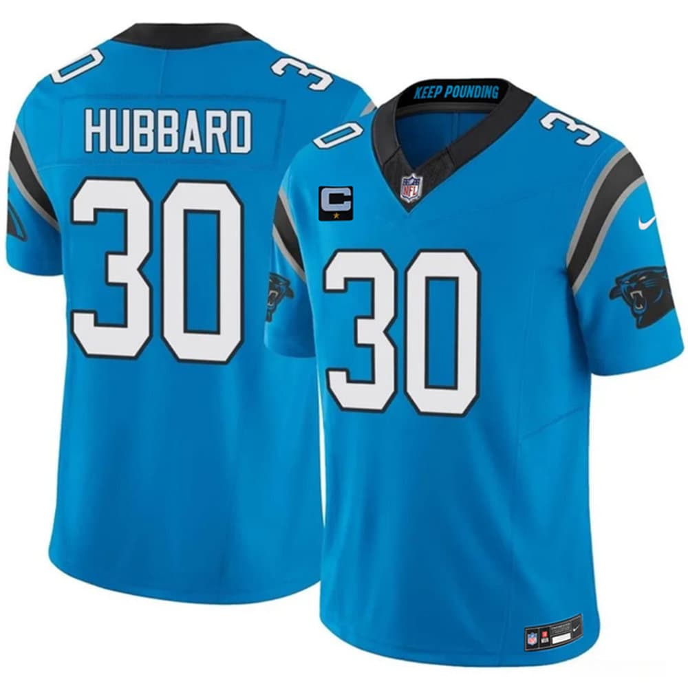 Men's Carolina Panthers #30 Chuba Hubbard Blue 2026 1-Star C Patch Vapor F.U.S.E. Limited Jersey