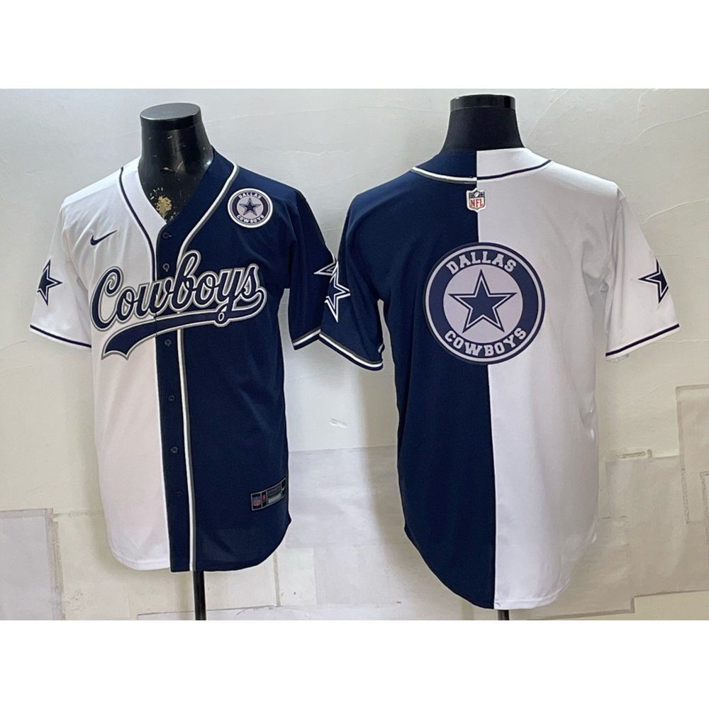 Youth Dallas Cowboys Navy Split Cool Base Stitched Baseball Jersey