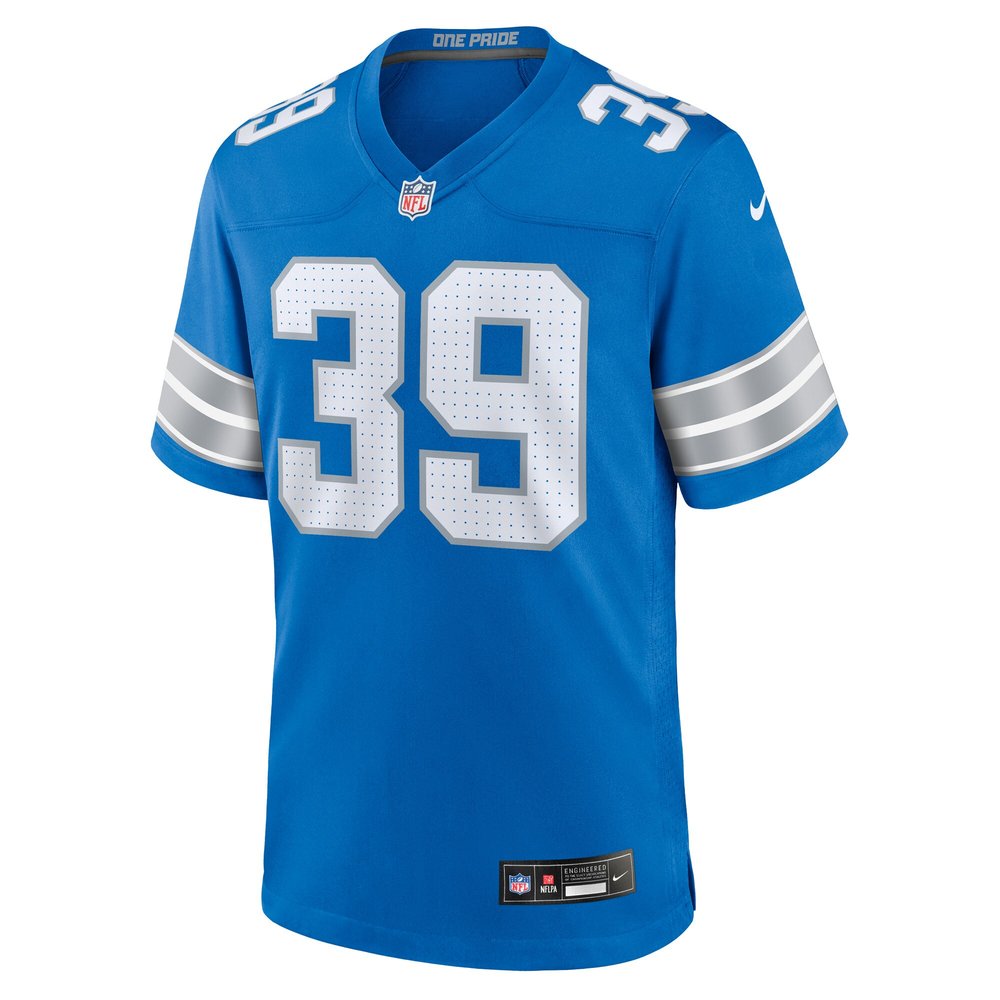 Men's Detroit Lions Morice Norris  Blue Game Jersey
