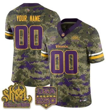 Men's Minnesota Vikings Camo 2026 Salute to Service Vapor F.U.S.E. Limited Custom Jersey
