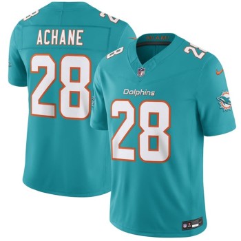 Men's Miami Dolphins #28 De'Von Achane Aqua 2026 Vapor F.U.S.E. Limited Jersey Men's Miami Dolphins #28 De'Von Achane Aqua 2026 Vapor F.U.S.E. Limited Jersey