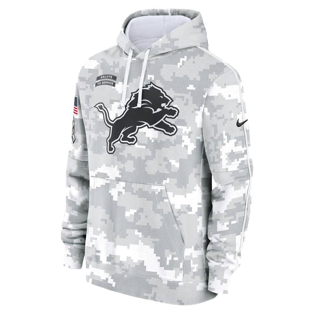Men's Detroit Lions Arctic Camo 2024 Salute to Service Club Fleece Pullover Hoodie