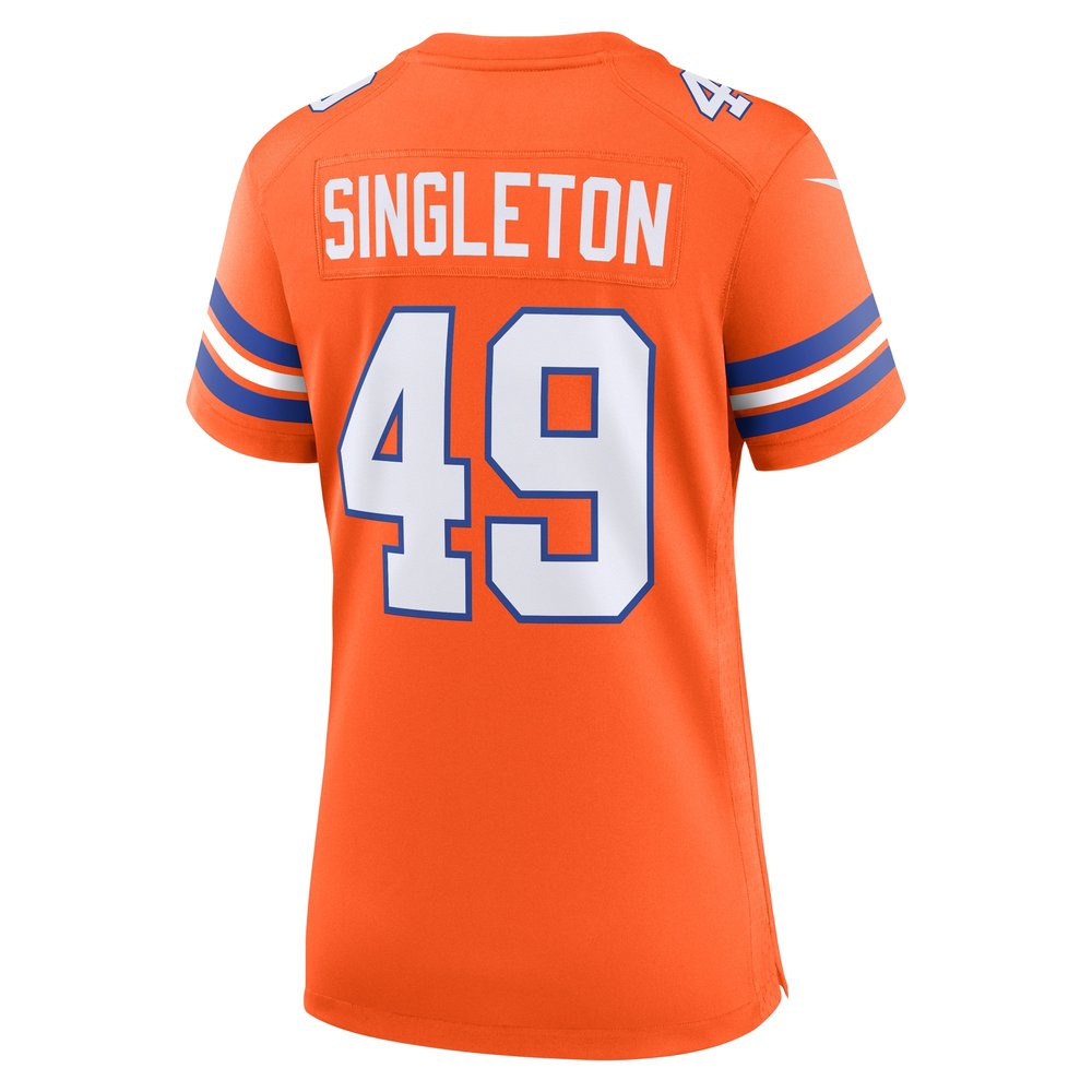 Women's Denver Broncos Alex Singleton Orange Mile High Collection 1977 Throwback Player Game Jersey Women's Denver Broncos Alex Singleton Orange Mile High Collection 1977 Throwback Player Game Jersey