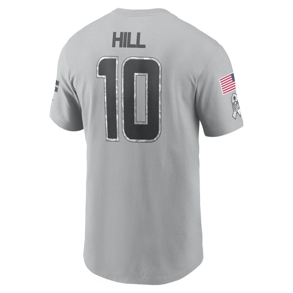 Men's Miami Dolphins Tyreek Hill Gray 2024 Salute To Service Name & Number T-Shirt