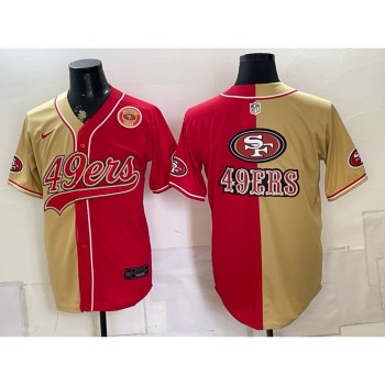 Men's San Francisco 49ers Red Split Cool Base Stitched Baseball Jersey