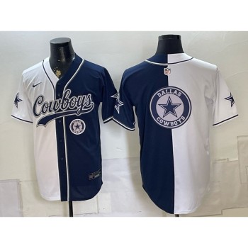 Youth Dallas Cowboys Navy Split Cool Base Stitched Baseball Jersey
