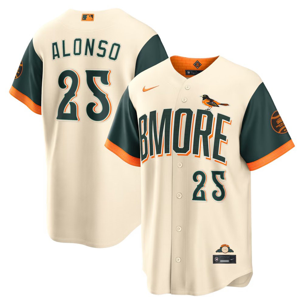 Men's Baltimore Orioles #25 Pete Alonso Nike Natural 2026 City Connect Stadium Jersey