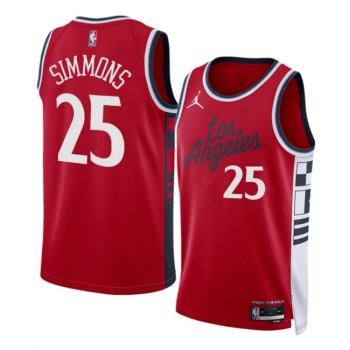 Men's Los Angeles Clippers #25 Ben Simmons Red 2024/25 Statement Edition Stitched Jersey