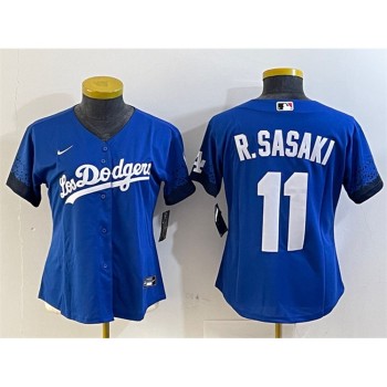 Women's Los Angeles Dodgers #11 Roki Sasaki Royal City Connect Cool Base Stitched Baseball Jersey(Run Small) Women's Los Angeles Dodgers #11 Roki Sasaki Royal City Connect Cool Base Stitched Baseball Jersey(Run Small)
