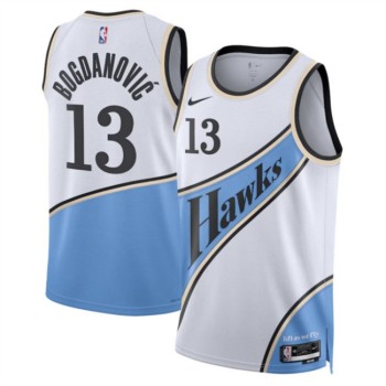 Men's Atlanta Hawks #13 Bogdan Bogdanović White 2024/25 City Edition Stitched Jersey