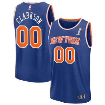 Women's New York Knicks #00 Jordan Clarkson Blue 2026 NBA Finals Champions Fast Break Icon Edition Jersey