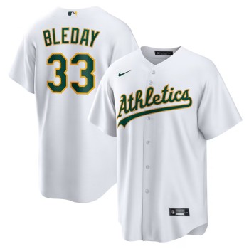 Men's Oakland Athletics #33 JJ Bleday White Home Replica Jersey