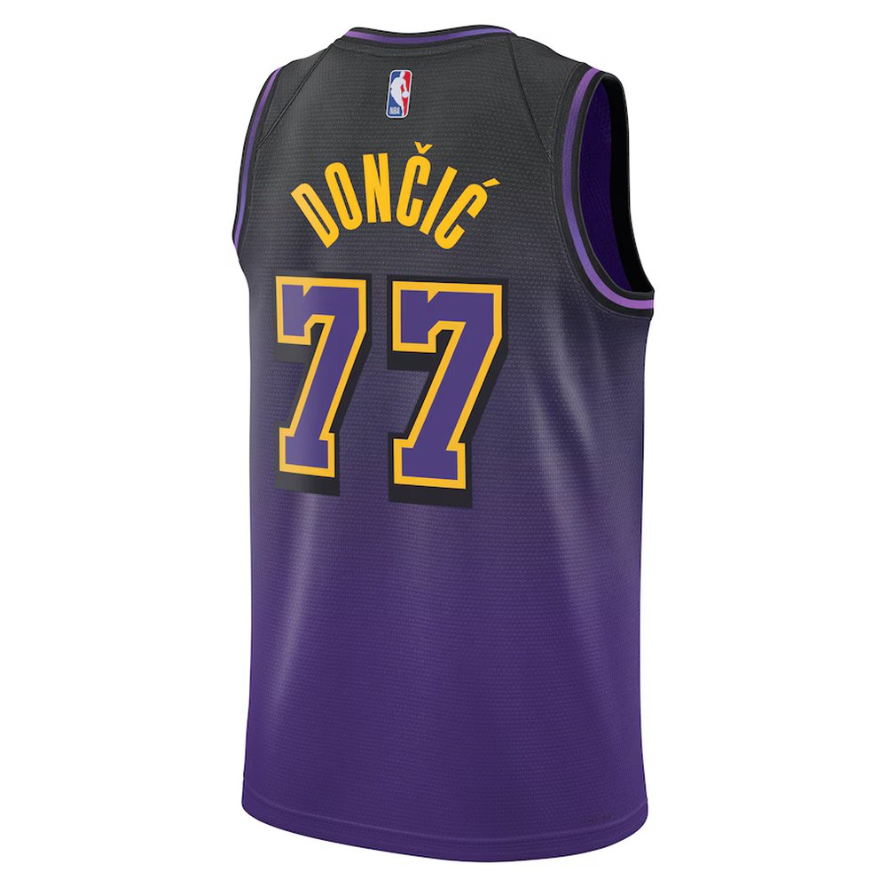 Unisex Los Angeles Lakers #77 Luka Doncic Purple Swingman City Edition Jersey Unisex Los Angeles Lakers #77 Luka Doncic Purple Swingman City Edition Jersey