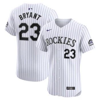 Men's Colorado Rockies #23 Kris Bryant Nike White Home Elite Jersey