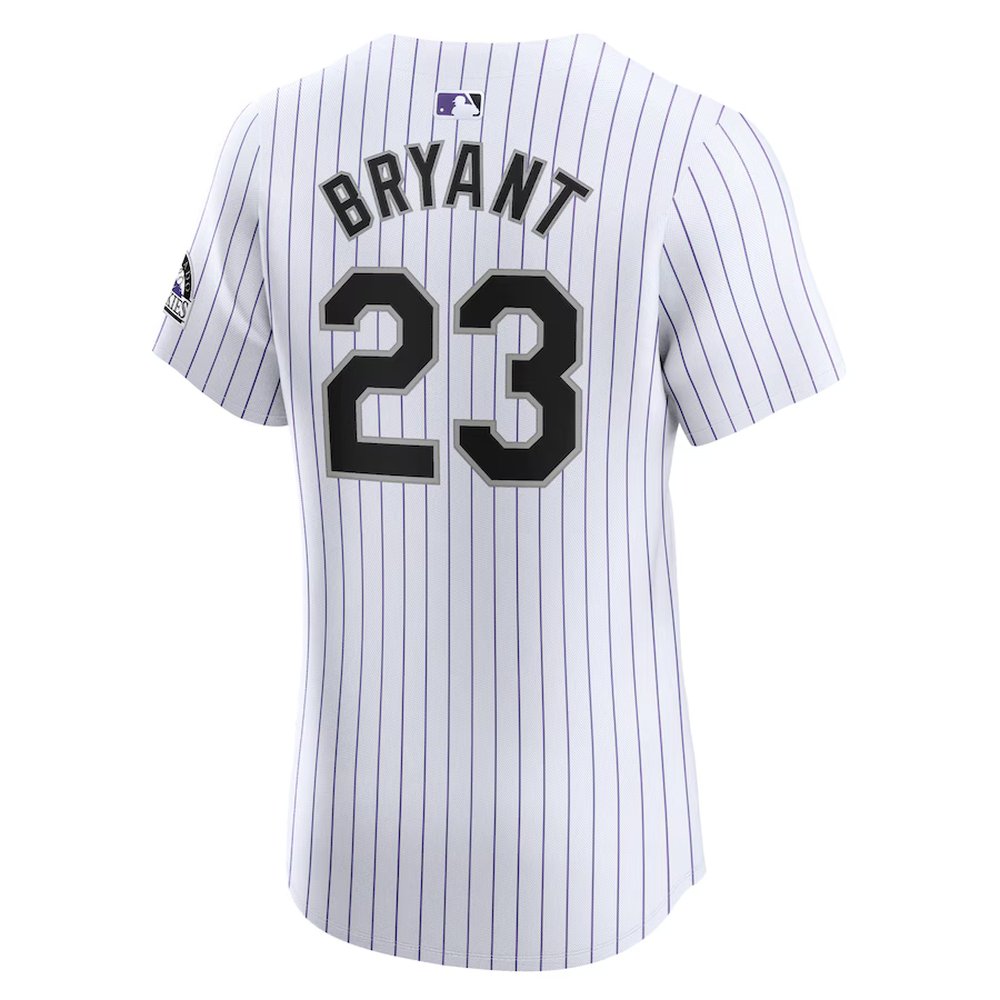 Men's Colorado Rockies #23 Kris Bryant Nike White Home Elite Jersey