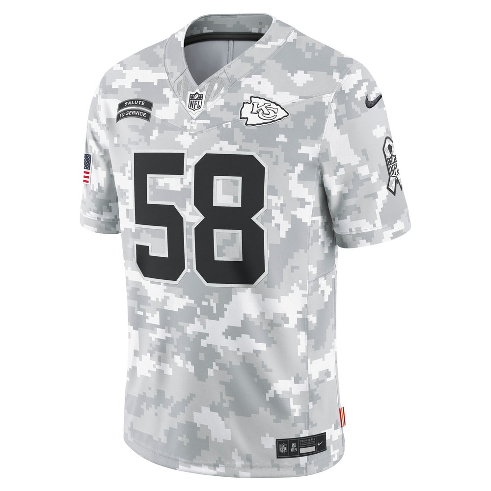 Men's Kansas City Chiefs Derrick Thomas Arctic Camo 2024 Salute to Service Retired Player Limited Jersey Men's Kansas City Chiefs Derrick Thomas Arctic Camo 2024 Salute to Service Retired Player Limited Jersey