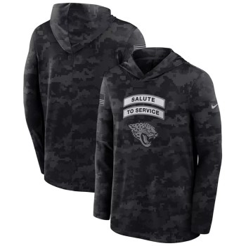 Men's Jacksonville Jaguars Black 2026 Salute to Service Sideline Lightweight Dri-FIT Long Sleeve Top Hoodie