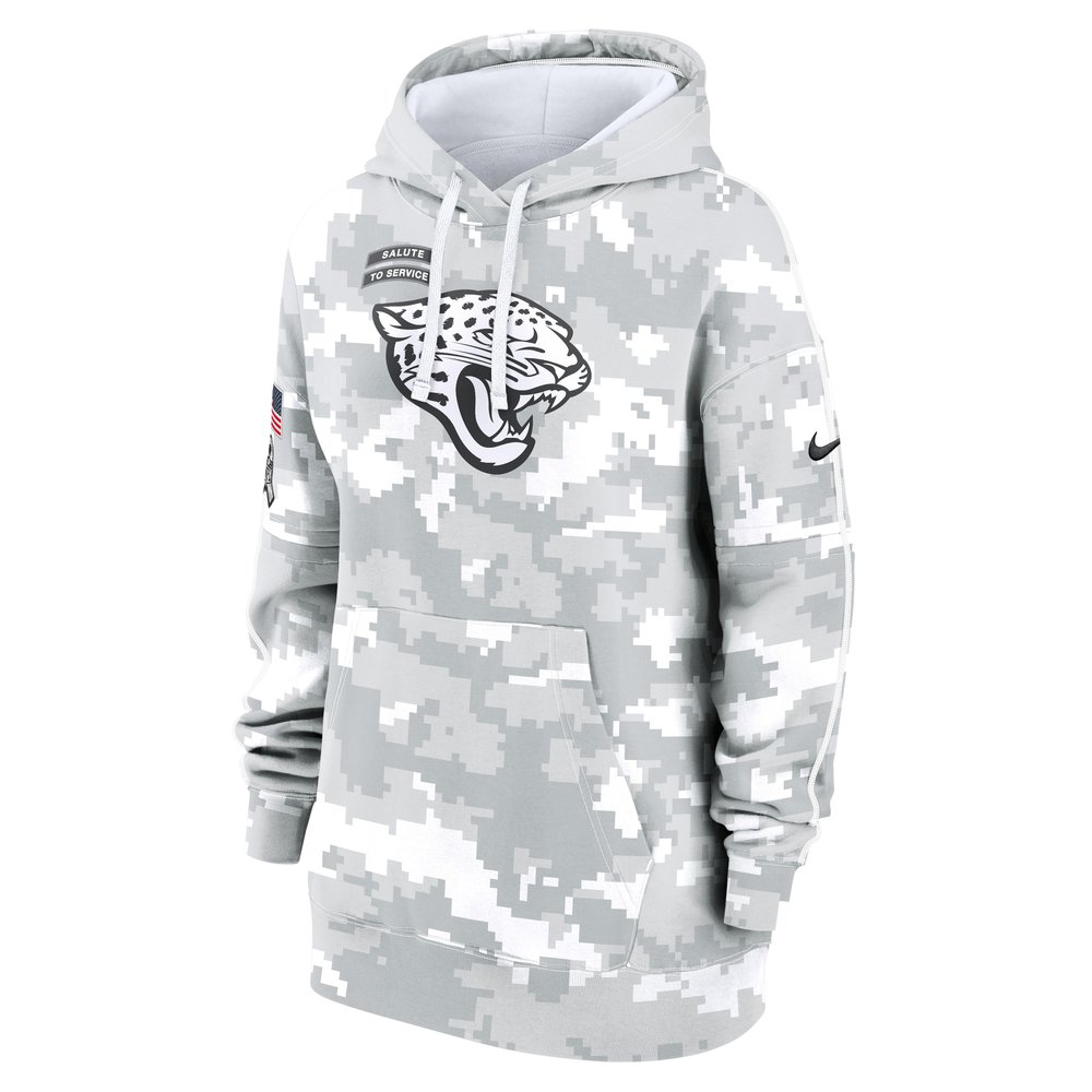 Women's Jacksonville Jaguars Arctic Camo 2024 Salute To Service Club Fleece Pullover Hoodie