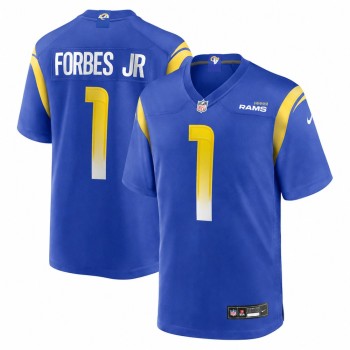 Youth Los Angeles Rams #1 Emmanuel Forbes Jr. Royal Stitched Football Game Jersey
