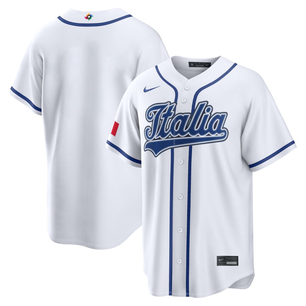 Men's Italy Baseball Nike White 2026 World Baseball Classic Home Stadium Jersey