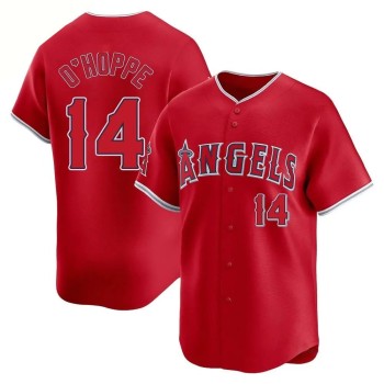 Men's Los Angeles Angels #14 Logan O'Hoppe Nike Red Home Replica Jersey Men's Los Angeles Angels #14 Logan O'Hoppe Nike Red Home Replica Jersey