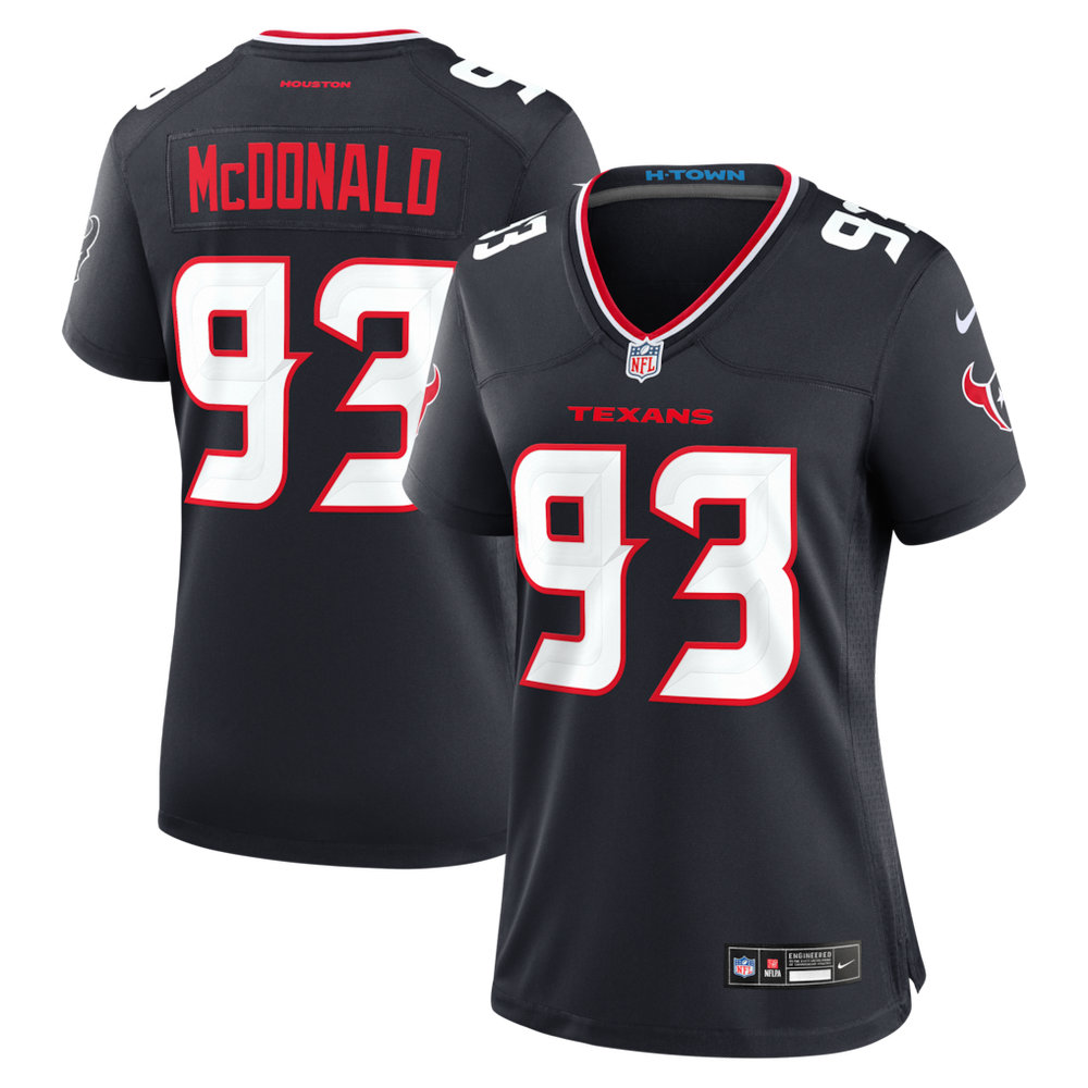 Women's Houston Texans #93 Kayden McDonald Nike Navy 2026 NFL Draft Game Jersey