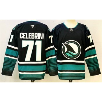 Men's San Jose Sharks #71 Macklin Celebrini Black 2024-25 Alternate Stitched Hockey Premium Jersey
