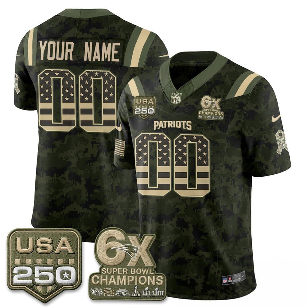 Men's New England Patriots Camo 2026 Salute to Service Vapor F.U.S.E. Limited Custom Jersey