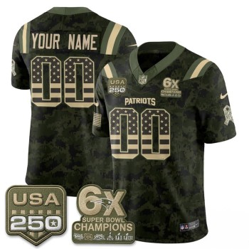 Youth New England Patriots Camo 2026 Salute to Service Vapor F.U.S.E. Limited Custom Jersey