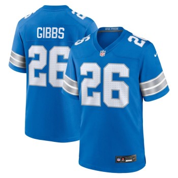 Men's Detroit Lions #26 Jahmyr Gibbs Blue Game Jersey Men's Detroit Lions #26 Jahmyr Gibbs Blue Game Jersey