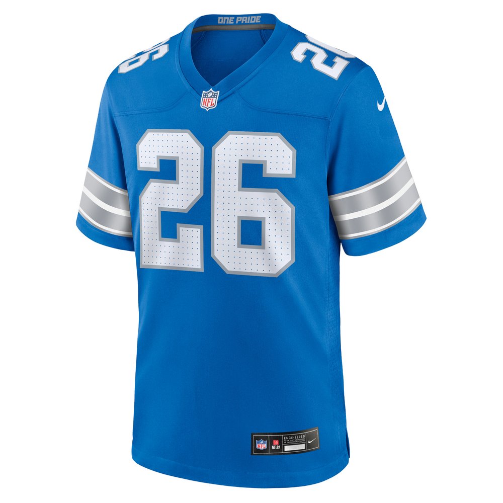 Men's Detroit Lions #26 Jahmyr Gibbs Blue Game Jersey Men's Detroit Lions #26 Jahmyr Gibbs Blue Game Jersey