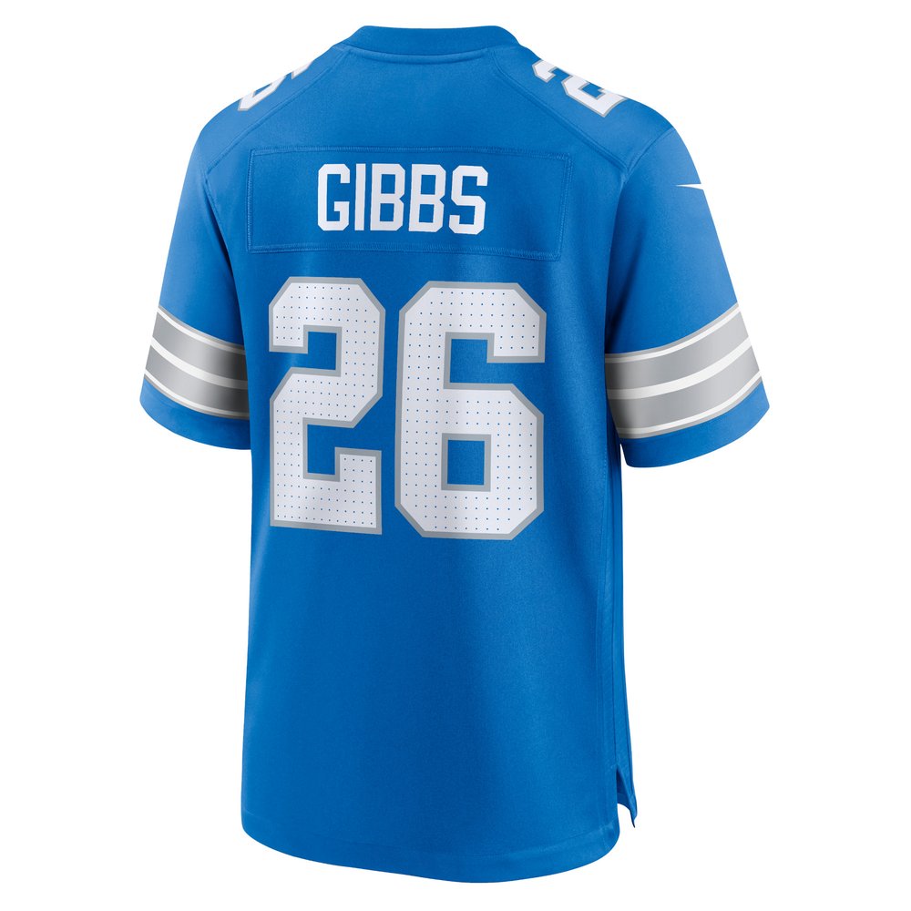 Men's Detroit Lions #26 Jahmyr Gibbs Blue Game Jersey Men's Detroit Lions #26 Jahmyr Gibbs Blue Game Jersey