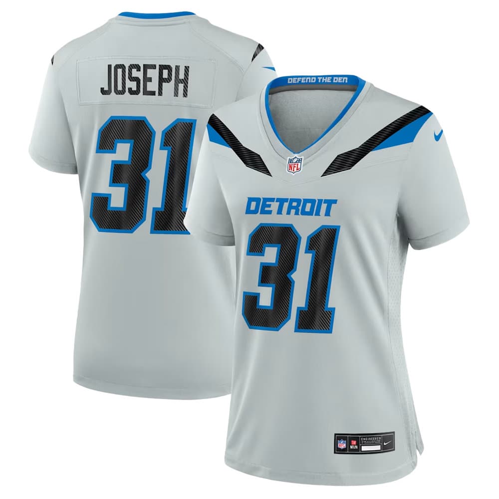 Women's Detroit Lions #31 Kerby Joseph Grey 2026 Rivalries Collection Game Jersey