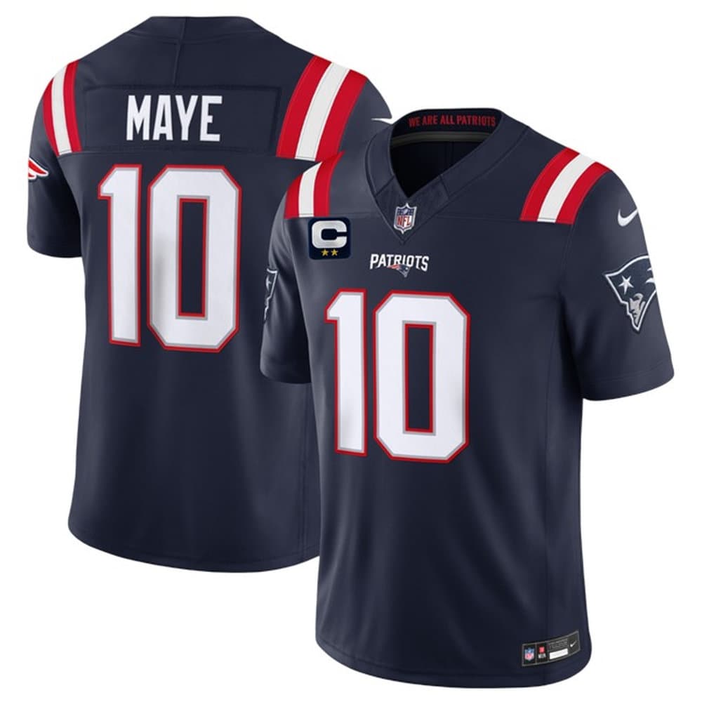 Men's New England Patriots #10 Drake Maye Navy 2026 2-Star C Pach Vapor F.U.S.E. Limited Jersey