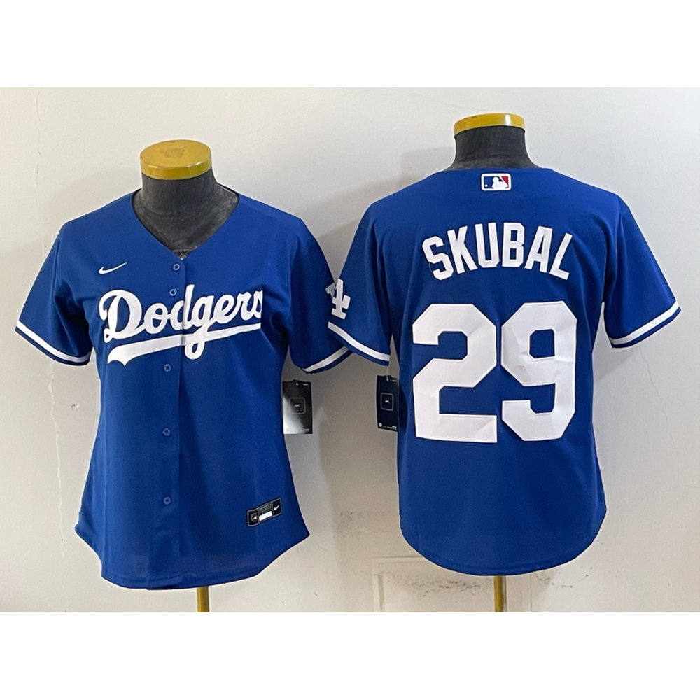 Women's Los Angeles Dodgers #29 Tarik Skubal Royal Cool Base Stitched Baseball Jersey
