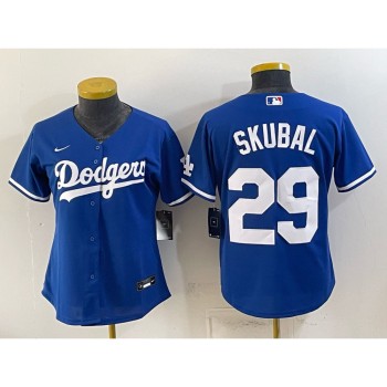 Women's Los Angeles Dodgers #29 Tarik Skubal Royal Cool Base Stitched Baseball Jersey