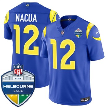 Men's Los Angeles Rams #12 Puka Nacua Royal 2026 Melbourne Game Patch Vapor F.U.S.E. Limited Jersey