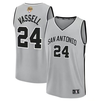 Men's San Antonio Spurs #24 Devin Vassell Silver 2026 NBA Finals Patch Fast Break Statement Edition Jersey