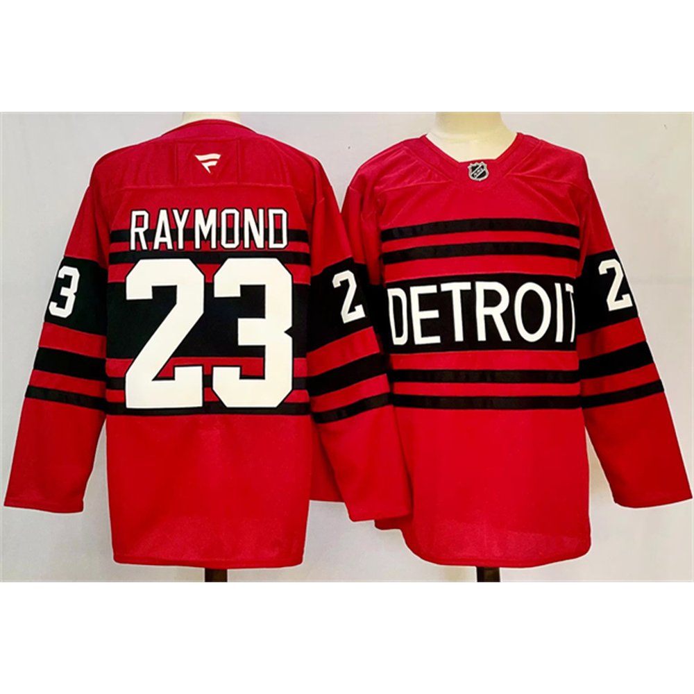 Men's Detroit Red Wings #23 Lucas Raymond Red 2024-25 Reverse Retro Stitched Premium Jersey Men's Detroit Red Wings #23 Lucas Raymond Red 2024-25 Reverse Retro Stitched Premium Jersey