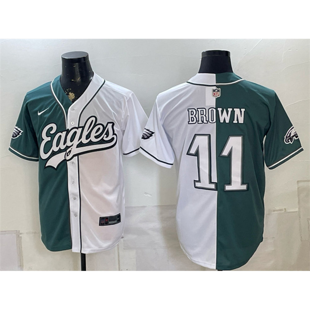 Youth Philadelphia Eagles #11 A.J. Brown Green Split Stitched Jersey