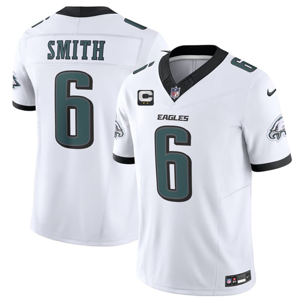 Men's Philadelphia Eagles #6 DeVonta Smith White 2026 2-Star C Patch Vapor F.U.S.E. Untouchable Limited Jersey