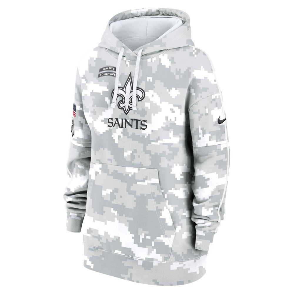 Women's New Orleans Saints Arctic Camo 2024 Salute To Service Club Fleece Pullover Hoodie