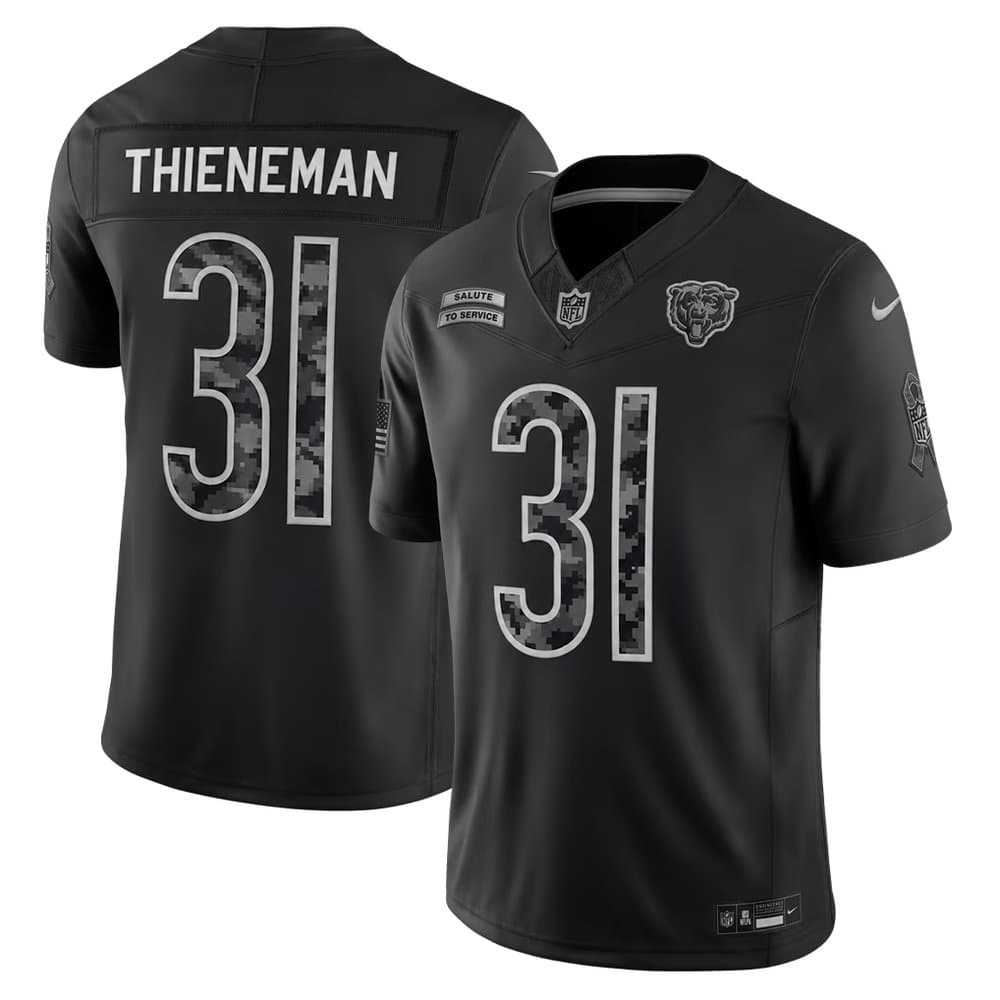 Men's Chicago Bears #31 Dillon Thieneman Nike Black 2026 Salute to Service Vapor F.U.S.E. Limited Jersey