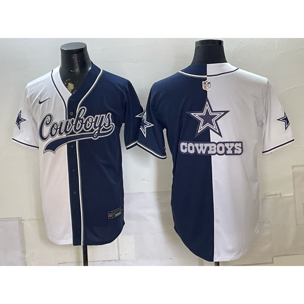 Youth Dallas Cowboys Navy Split Cool Base Stitched Baseball Jersey