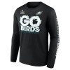 Men's Philadelphia Eagles Black Super Bowl LIX Champions On Top Go Birds Long Sleeve T-Shirt