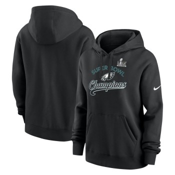 Women's Philadelphia Eagles  Black Super Bowl LIX Champions Tailsweep Pullover Hoodie